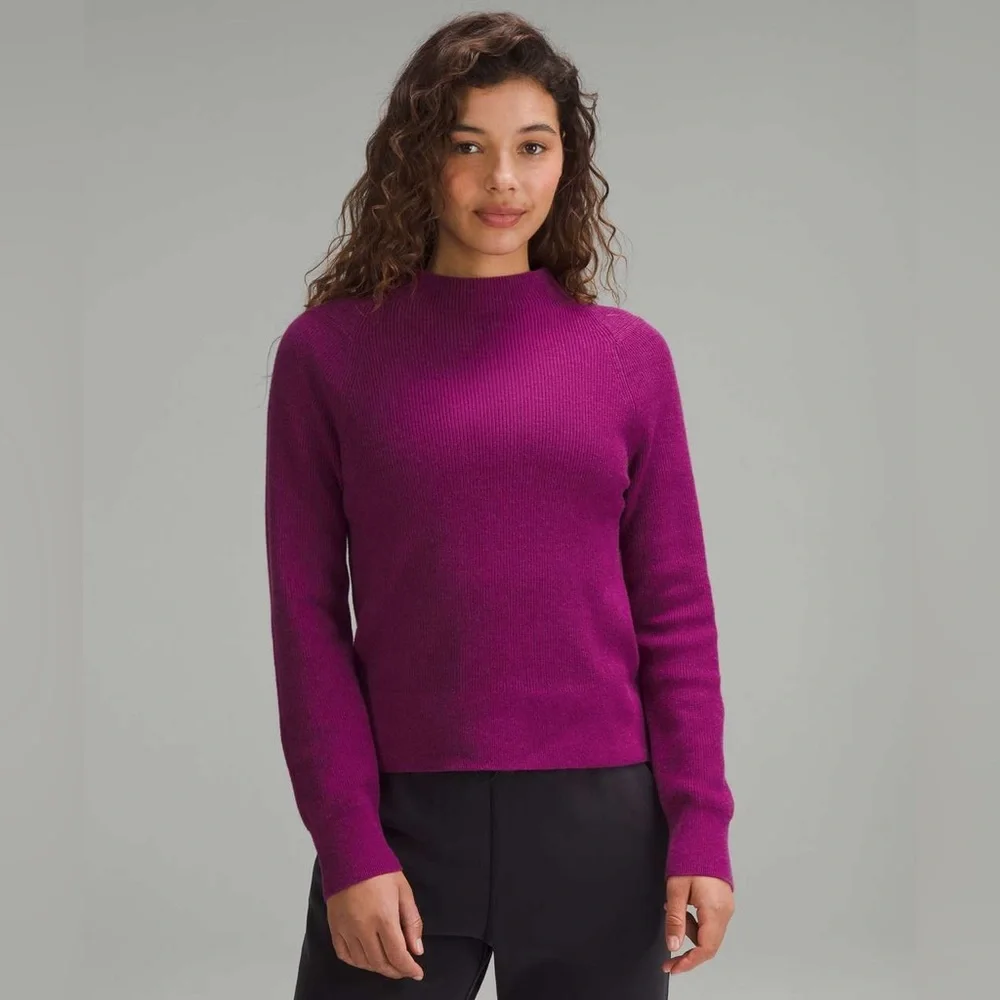 Lululemon‎ Cotton-Blend Mock-Neck Sweater Heathered Wild Berry